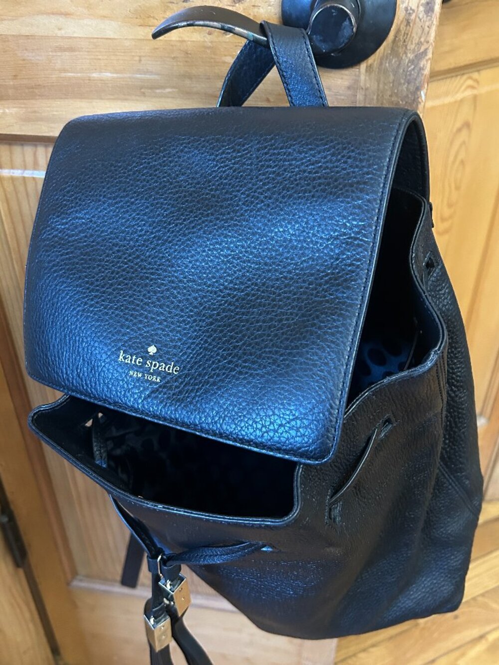 New Kate Spade Black Leather Backpack